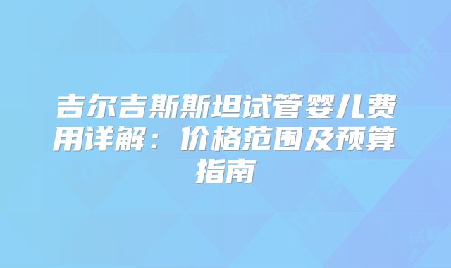 吉尔吉斯斯坦试管婴儿费用详解：价格范围及预算指南
