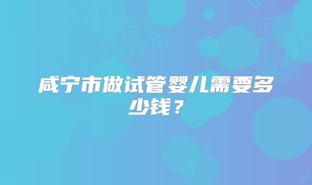 咸宁市做试管婴儿需要多少钱？