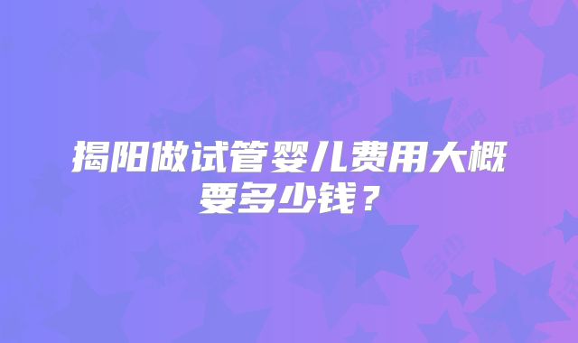 揭阳做试管婴儿费用大概要多少钱？