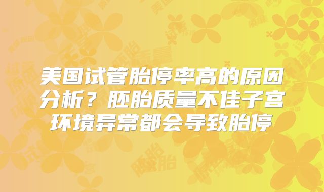 美国试管胎停率高的原因分析?胚胎质量不佳子宫环境异常都会导致胎停