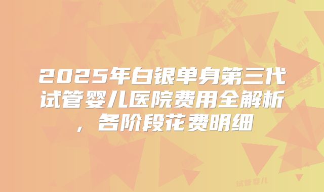 2025年白银单身第三代试管婴儿医院费用全解析，各阶段花费明细