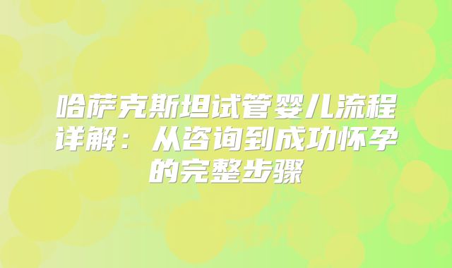 哈萨克斯坦试管婴儿流程详解：从咨询到成功怀孕的完整步骤