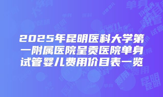 2025年昆明医科大学第一附属医院呈贡医院单身试管婴儿费用价目表一览