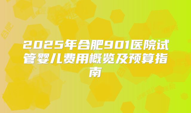 2025年合肥901医院试管婴儿费用概览及预算指南