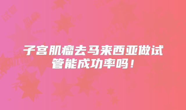 子宫肌瘤去马来西亚做试管能成功率吗！