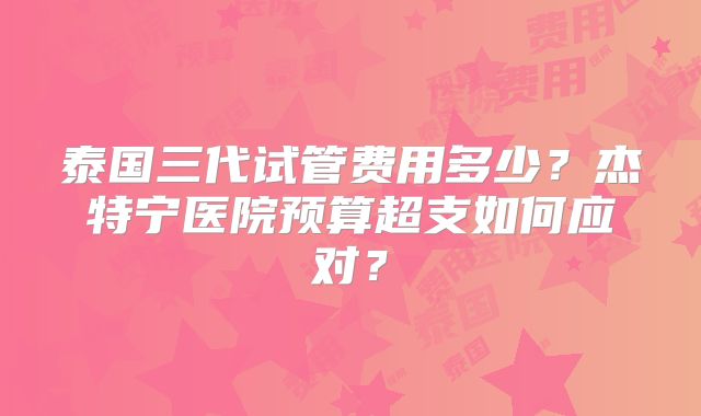 泰国三代试管费用多少？杰特宁医院预算超支如何应对？