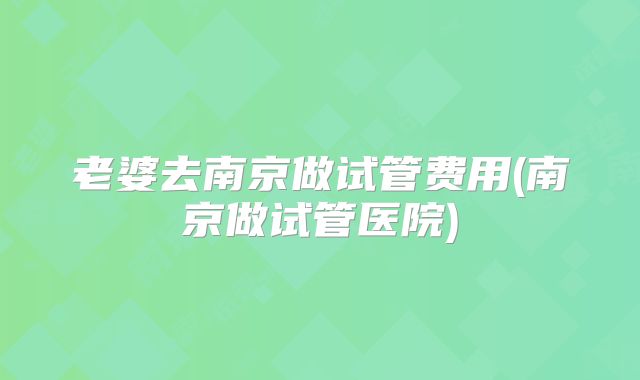 老婆去南京做试管费用(南京做试管医院)