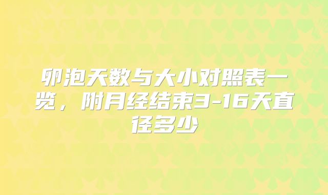 卵泡天数与大小对照表一览，附月经结束3-16天直径多少