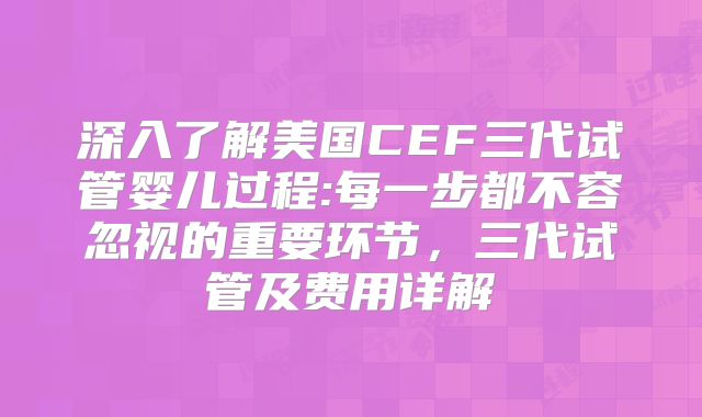 深入了解美国CEF三代试管婴儿过程:每一步都不容忽视的重要环节，三代试管及费用详解