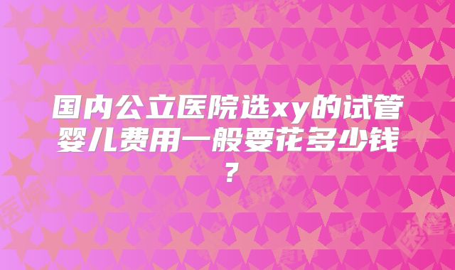 国内公立医院选xy的试管婴儿费用一般要花多少钱？