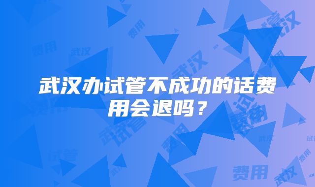 武汉办试管不成功的话费用会退吗？