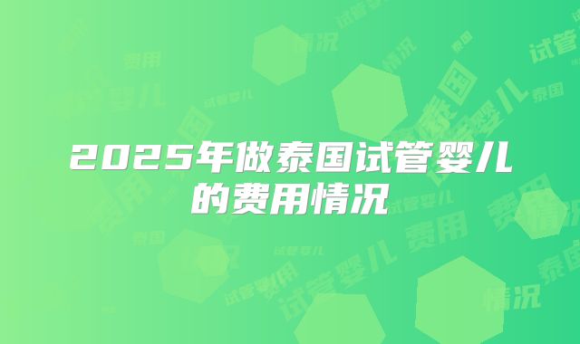 2025年做泰国试管婴儿的费用情况