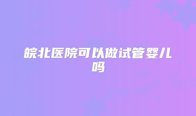 皖北医院可以做试管婴儿吗