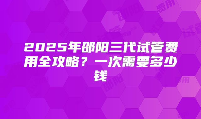 2025年邵阳三代试管费用全攻略？一次需要多少钱