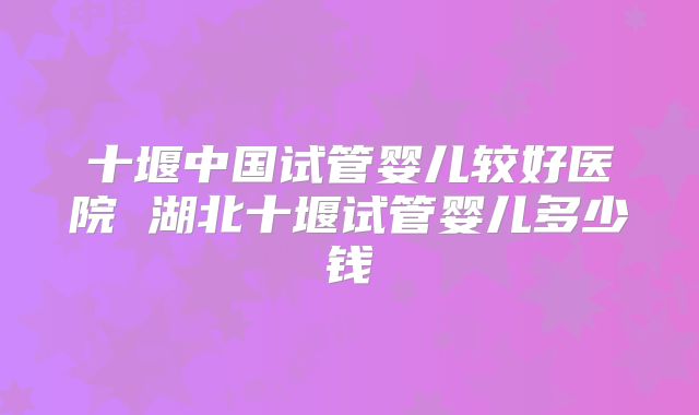 十堰中国试管婴儿较好医院 湖北十堰试管婴儿多少钱