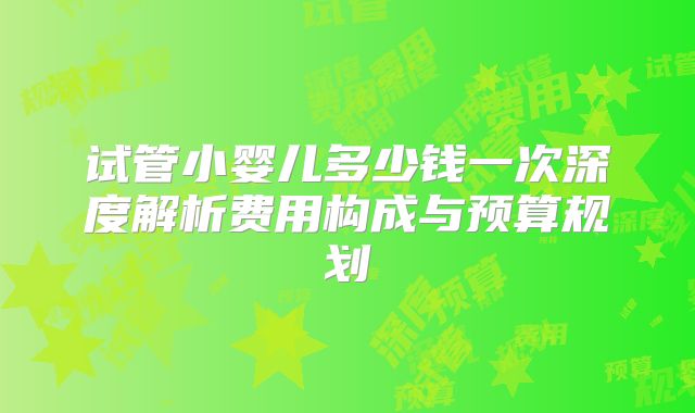 试管小婴儿多少钱一次深度解析费用构成与预算规划
