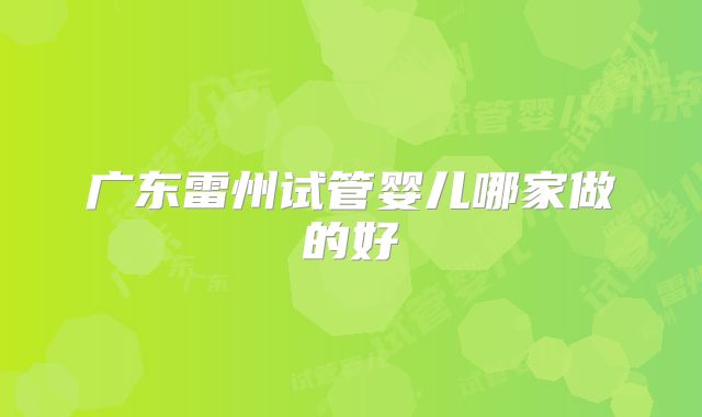 广东雷州试管婴儿哪家做的好