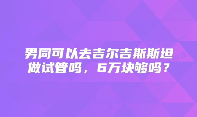 男同可以去吉尔吉斯斯坦做试管吗,6万块够吗?