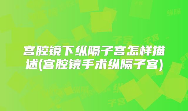 宫腔镜下纵隔子宫怎样描述(宫腔镜手术纵隔子宫)