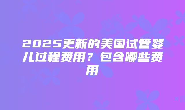 2025更新的美国试管婴儿过程费用？包含哪些费用