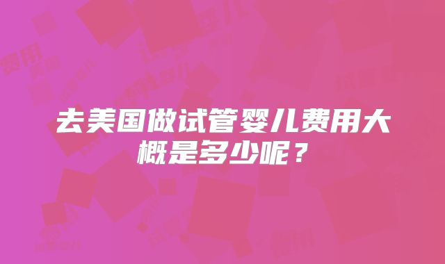 去美国做试管婴儿费用大概是多少呢？
