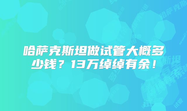 哈萨克斯坦做试管大概多少钱？13万绰绰有余！
