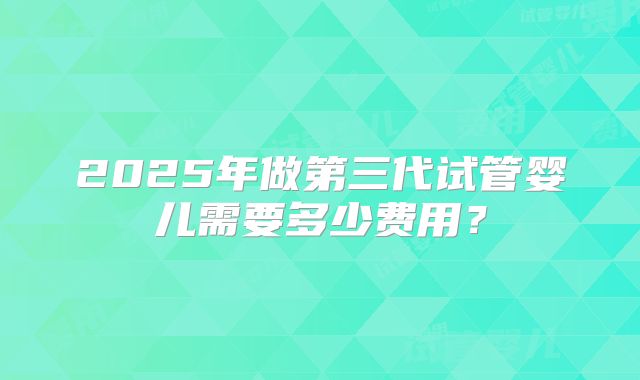 2025年做第三代试管婴儿需要多少费用？