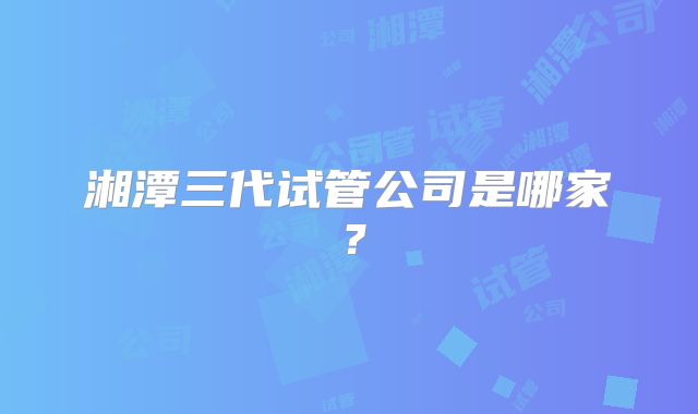 湘潭三代试管公司是哪家？