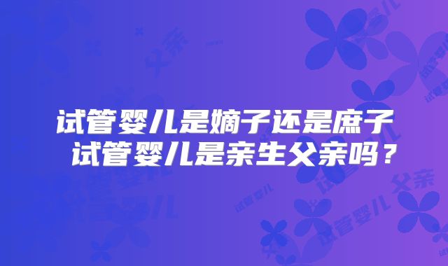 试管婴儿是嫡子还是庶子 试管婴儿是亲生父亲吗？