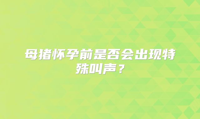 母猪怀孕前是否会出现特殊叫声？