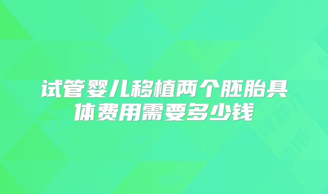 试管婴儿移植两个胚胎具体费用需要多少钱