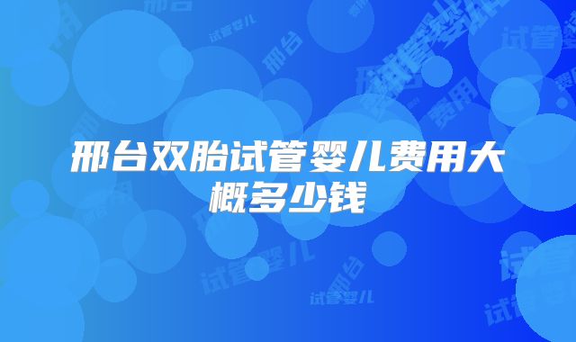 邢台双胎试管婴儿费用大概多少钱