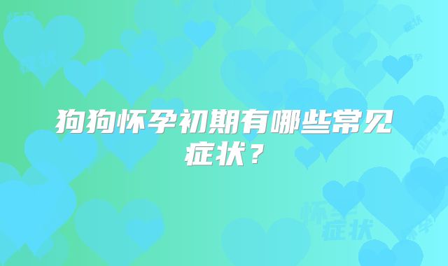 狗狗怀孕初期有哪些常见症状？