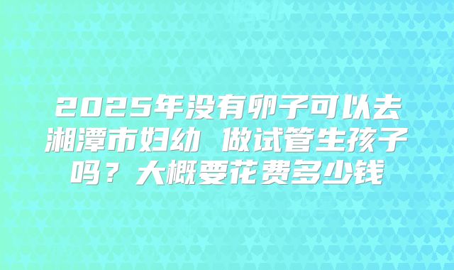 2025年没有卵子可以去湘潭市妇幼 做试管生孩子吗？大概要花费多少钱