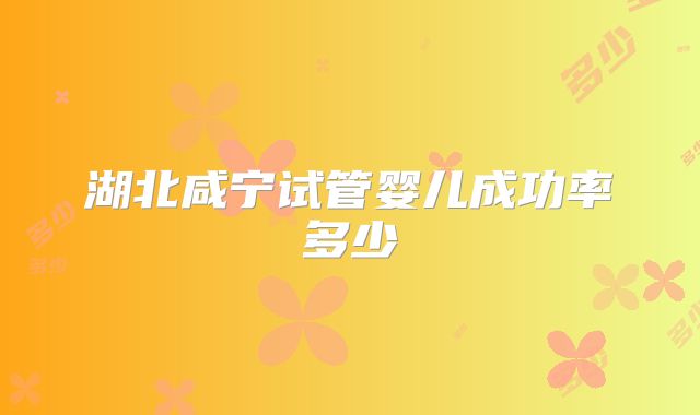 湖北咸宁试管婴儿成功率多少