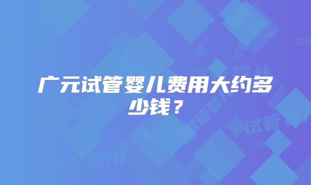 广元试管婴儿费用大约多少钱？