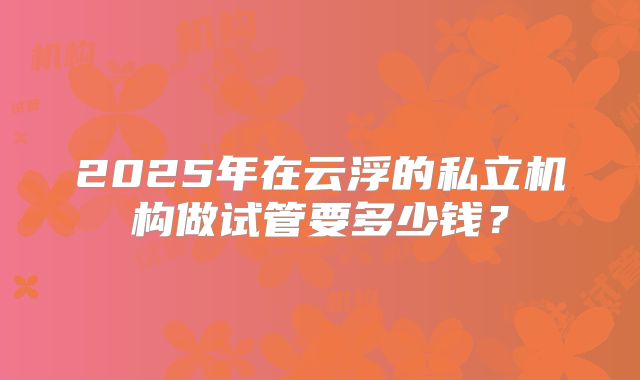 2025年在云浮的私立机构做试管要多少钱？