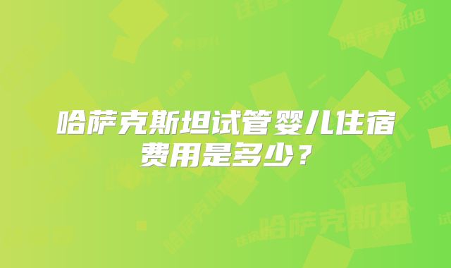 哈萨克斯坦试管婴儿住宿费用是多少？