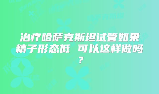 治疗哈萨克斯坦试管如果精子形态低 可以这样做吗？