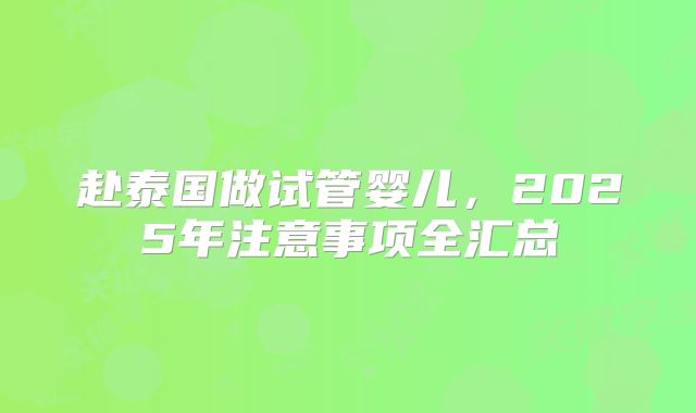 赴泰国做试管婴儿,2025年注意事项全汇总