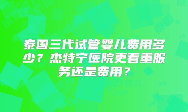 泰国三代试管婴儿费用多少？杰特宁医院更看重服务还是费用？