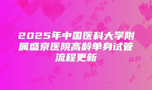 2025年中国医科大学附属盛京医院高龄单身试管流程更新