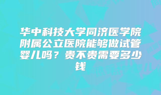 华中科技大学同济医学院附属公立医院能够做试管婴儿吗？贵不贵需要多少钱