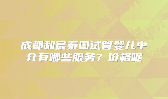 成都和宸泰国试管婴儿中介有哪些服务?价格呢