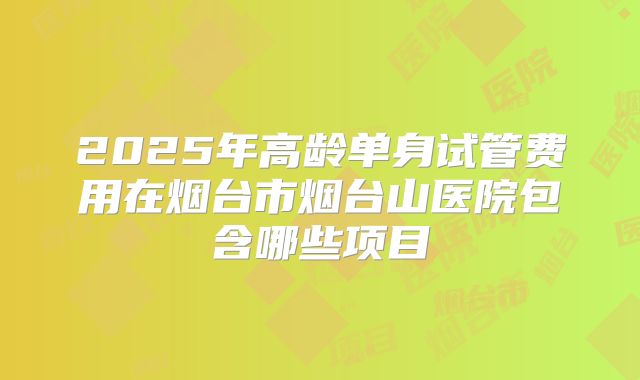 2025年高龄单身试管费用在烟台市烟台山医院包含哪些项目