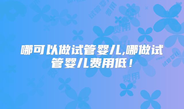 哪可以做试管婴儿,哪做试管婴儿费用低！