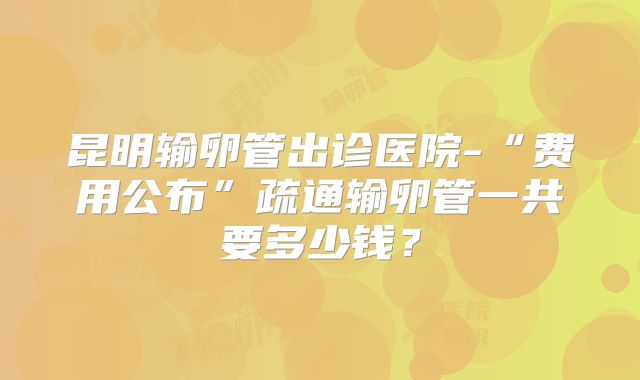 昆明输卵管出诊医院-“费用公布”疏通输卵管一共要多少钱？