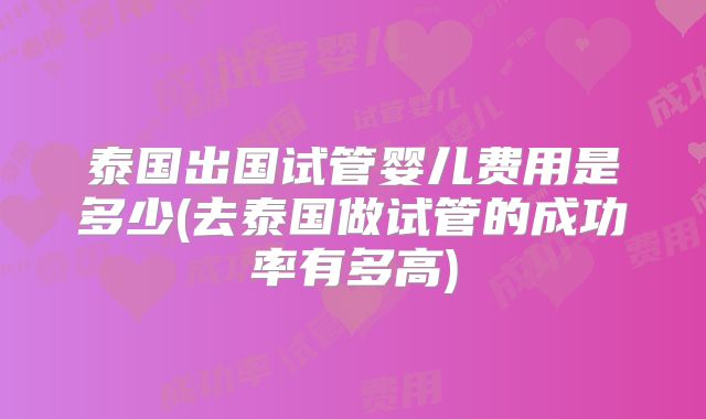 泰国出国试管婴儿费用是多少(去泰国做试管的成功率有多高)
