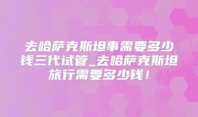 去哈萨克斯坦事需要多少钱三代试管_去哈萨克斯坦旅行需要多少钱！
