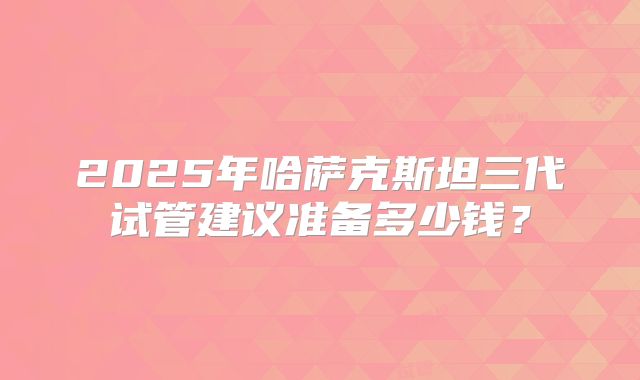 2025年哈萨克斯坦三代试管建议准备多少钱？